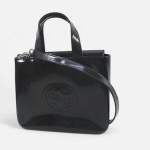 Gucci Interlocking G Top Hand Shoulder Tote Bag 2Way Interlocking in Black